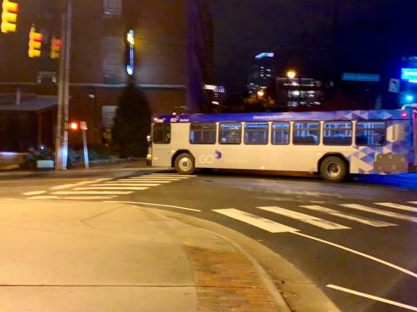city bus at night