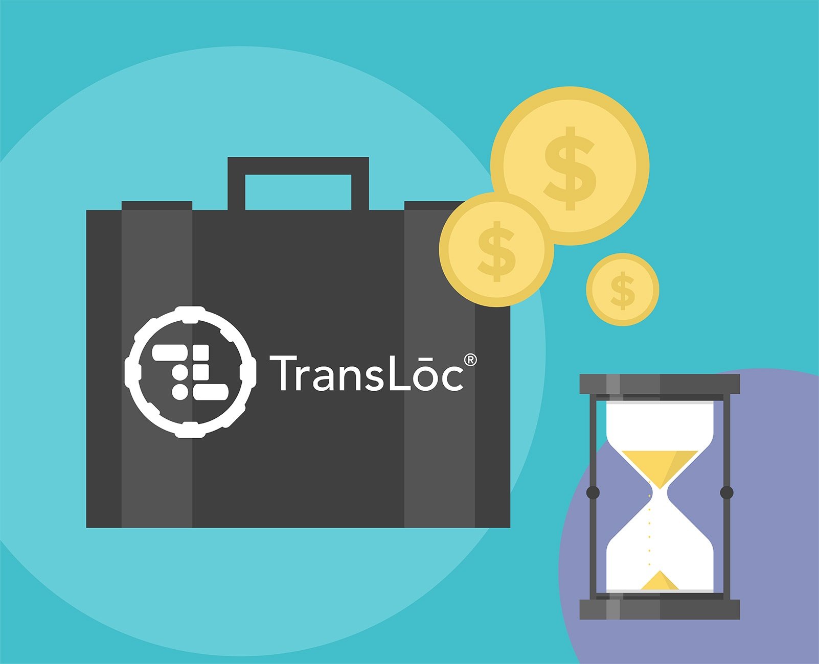 illustration of briefcase with money and hourglass