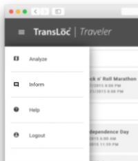 screenshot of TransLoc Traveler app