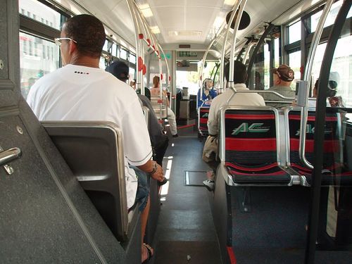 riders on a public bus