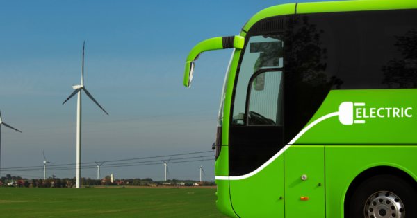 electric bus and windmill