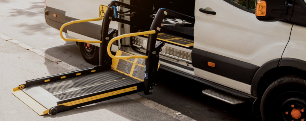 close up of a ramp on a paratransit vehicle