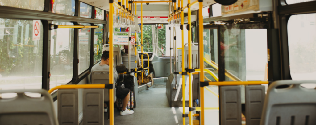 interior of a public transit bus