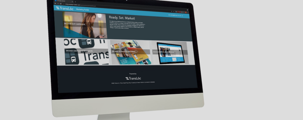 TransLoc digital marketing material on a monitor