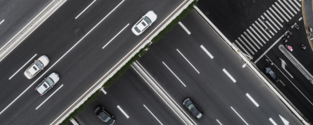 aerial view of crisscrossing highways