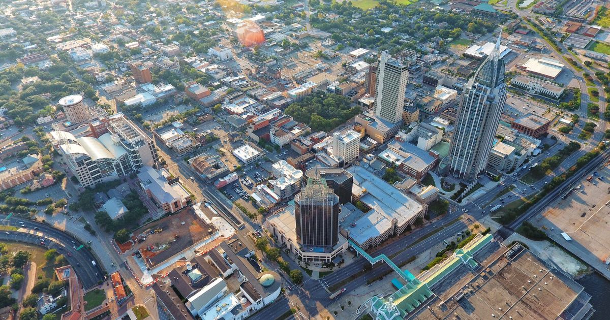 aerial view of an American city
