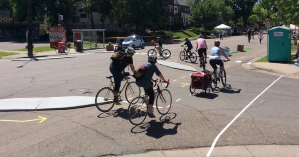 Pop-up protected bike lane and protected intersection by Nickfalbo